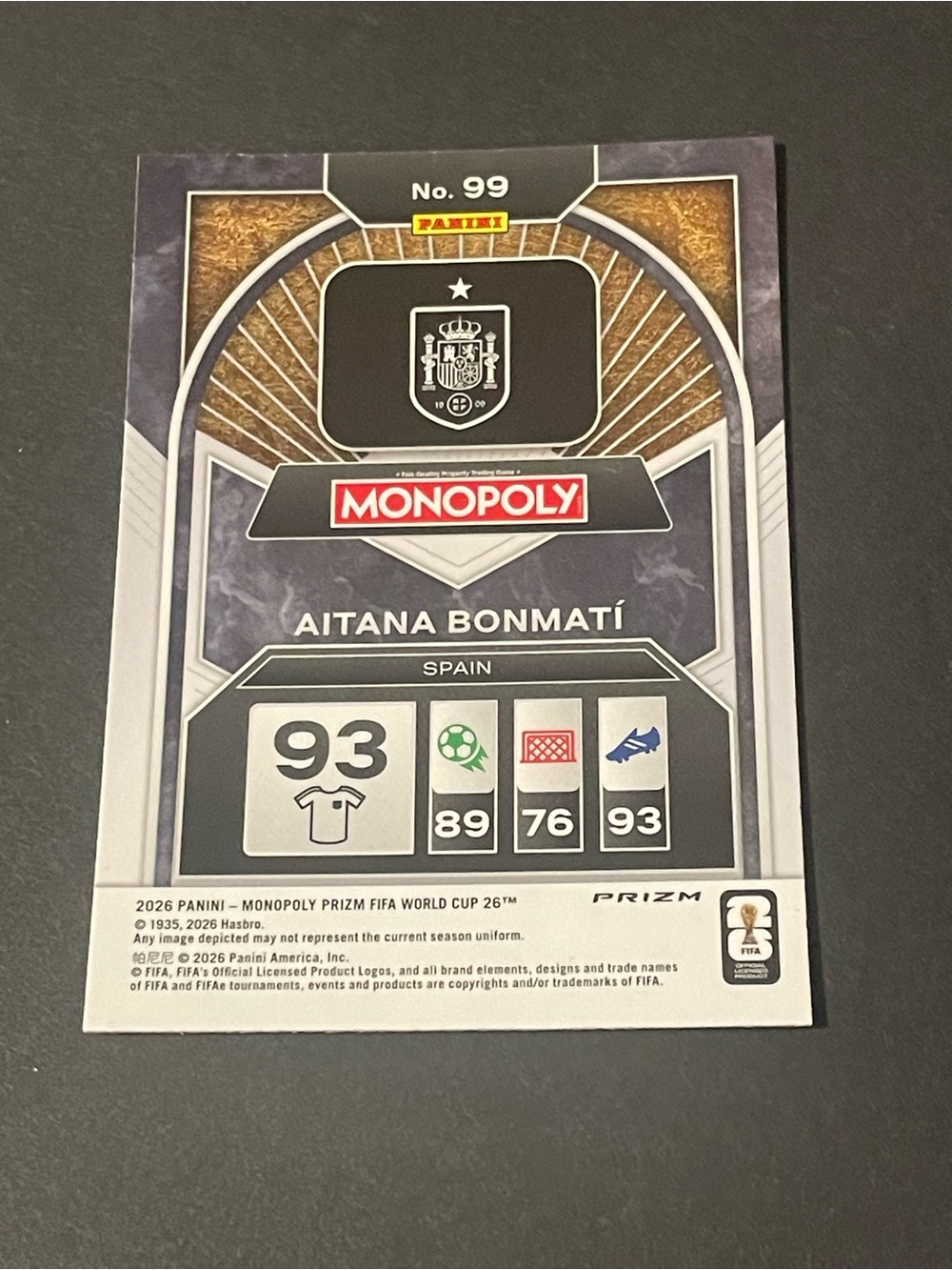 Panini 2026 Prizm Monopoly FIFA World Cup Aitana Bonmatí Spain #99 Green Wave - Picture 2 of 6